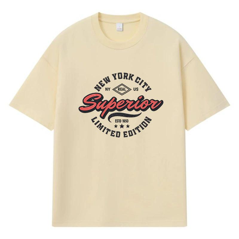 2026 New York City Printed Graphic Y2k Harajuku Streetwear 100% Cotton T Shirt Casual Oversized Summer Men T-shirt