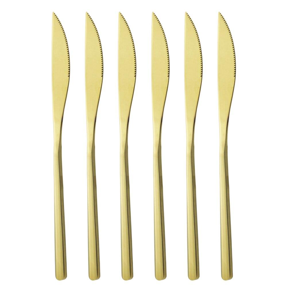 Nádobí v korejském stylu Stříbrné nádobí Nůž 6 kusů Sada nádobí 6 kusů Sada příborů z nerezové oceli Kuchyňské domácí příbory