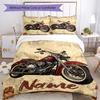 3pcs Custom Name Motorcycle Bedding Set Duvet Cover Closure Includes 1 Duvet Cover & 2 Pillowcases, Soft and Comfortable for All Seasons.