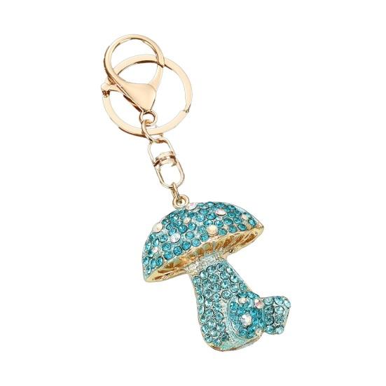 

Rhinestone Mushroom Keychain Bling Car Key Chain Accessories Metal Keyring Holder Backpack Pendant Purse Bag Charm for Women Girls синій