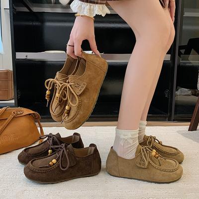 Velvet Retro Fashion Versatile Women's Spring and Autumn New Thick-soled Heightening Casual Shoes Women