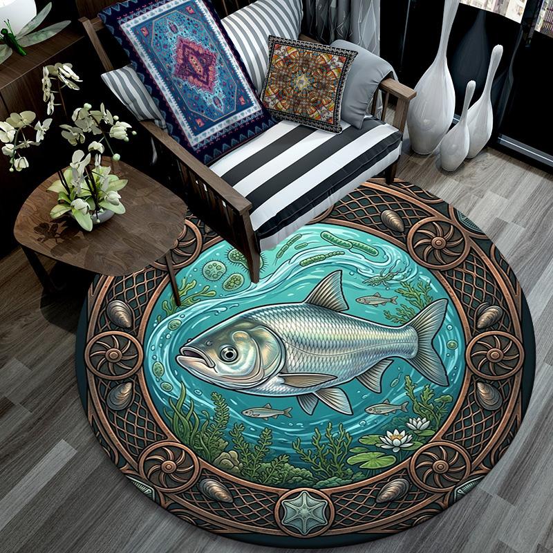 Underwater Marine Life Round Area Rug Under Office Chairs Bedroom Living Room Home Decor
