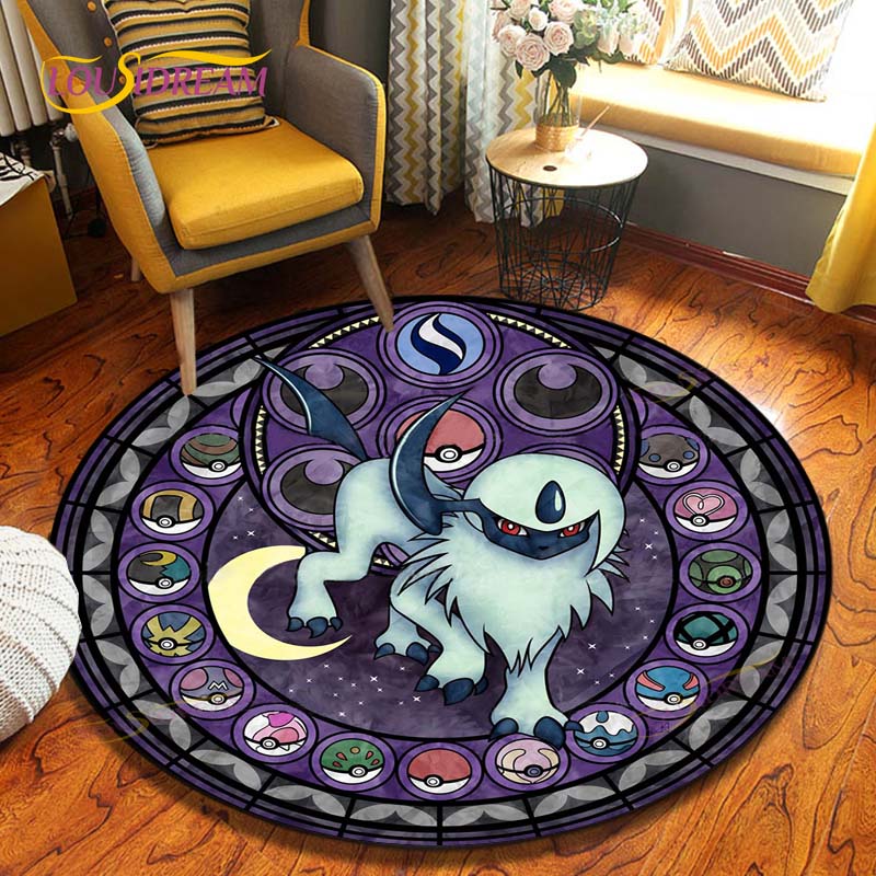 Cartoon Pokemon Runder Teppich Bodenmatte Schlafzimmer Flanell Tierteppich Rutschfeste Baby-Spielmatte Kinderzimmer Dekoration Matten