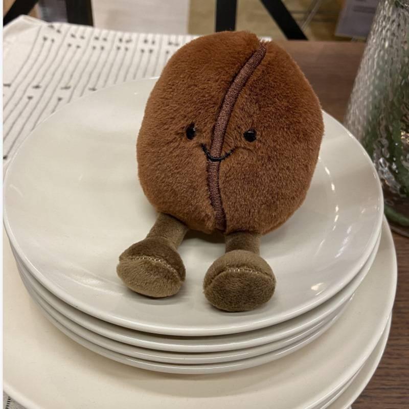 Kreatives Kaffeebohnen Plüschkissen Realistisches Kaffeebohnen Stofftier Perfekt für Cafés und Süßwarengeschäfte