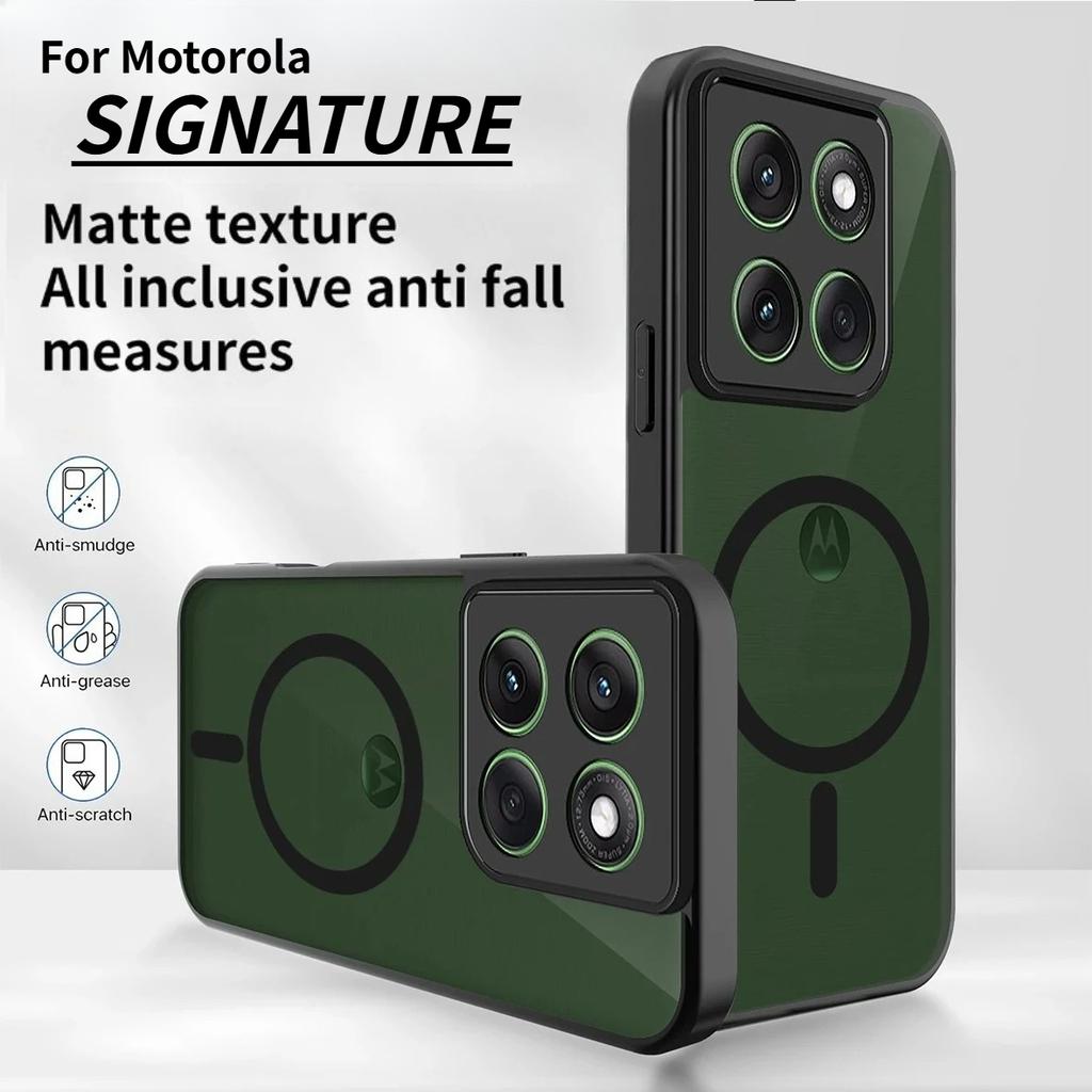 Custodia Magnetica Trasparente Opaca Antiurto per Motorola Signature Edge 70 60 Stylus Pro 50 Fusion Ultra 40 Neo Copertura per Ricarica Wireless