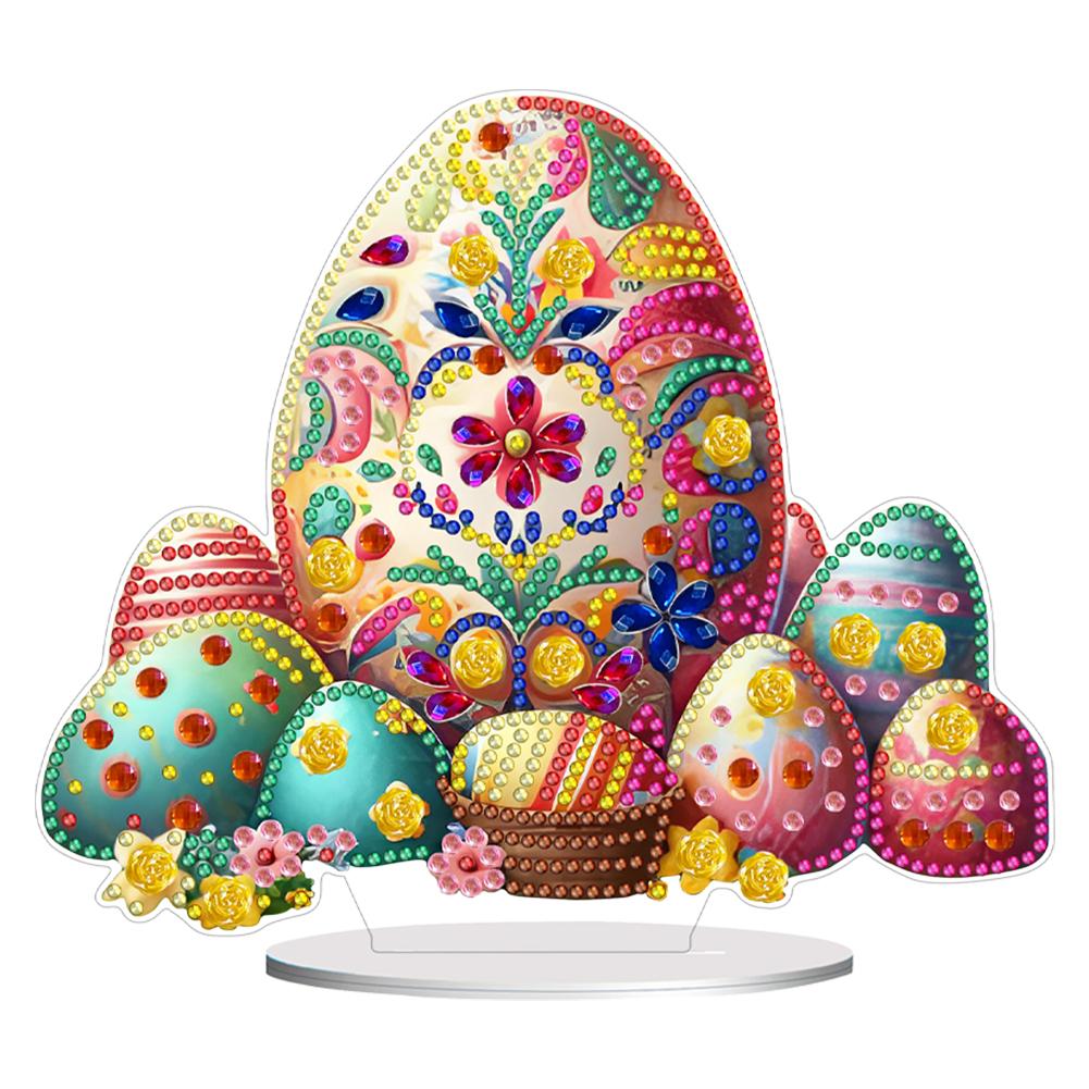 Acrylic Special Shape Easter Egg House Diamond Painting Tabletop Ornaments Kit Rhinestones Desktop Ornaments for Adults Beginner