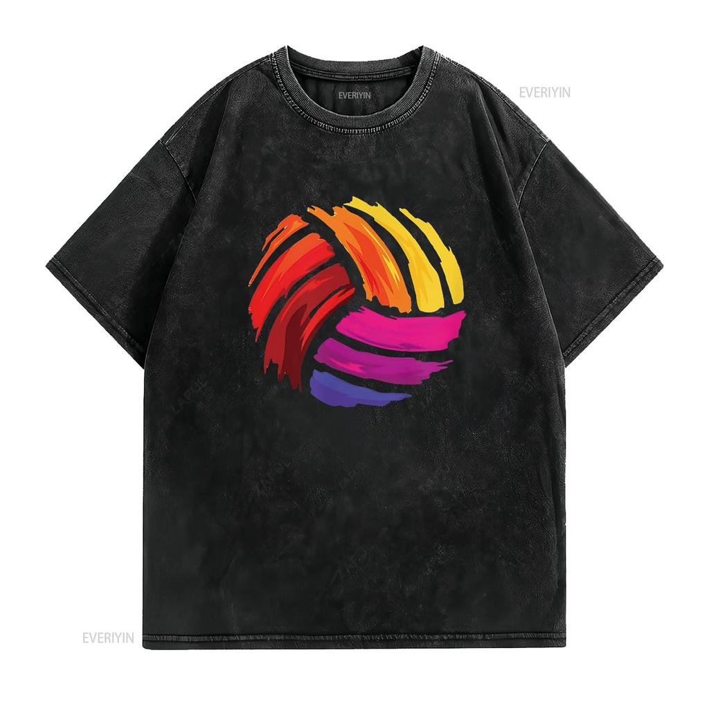Damen Volleyball T-Shirt vintage gewaschen Unisex Top für den Alltag grafisch Dehnbar Vielseitig Bequem Atmungsaktiv Weich