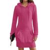 2025 Autumn/Winter Knit Hooded Ribbed Pocket Long Sleeve Dress for Women