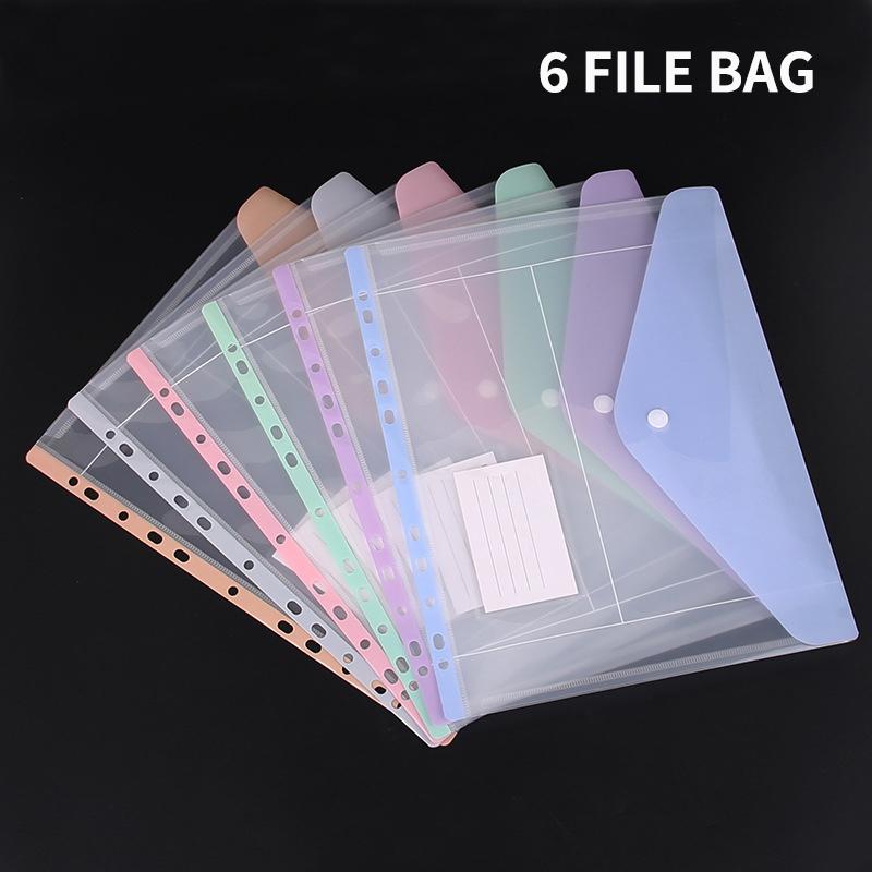 Transparent Loose-Leaf File Bag High-Capacity File Organizer Binder Pockets Button Close Business Document Pouch Stationery