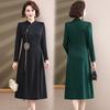 Autumn Mid-Length Embroidered Dress for Middle-Aged Women