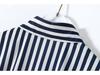 2024 Summer Women's Casual Striped Midi Belt Shirt Dress