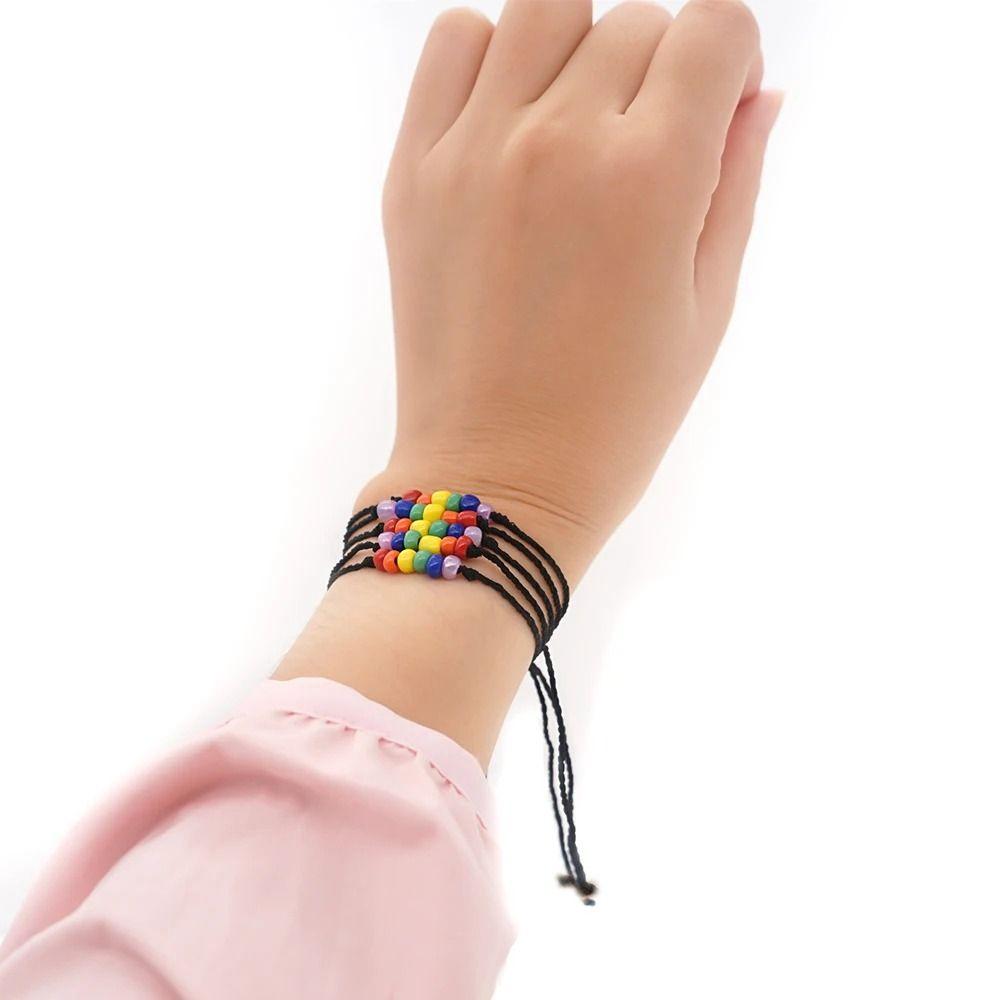 2Pcs Candy Color Rainbow Heart Bracelet Adjustable Friendship Braided Bracelet  Couples