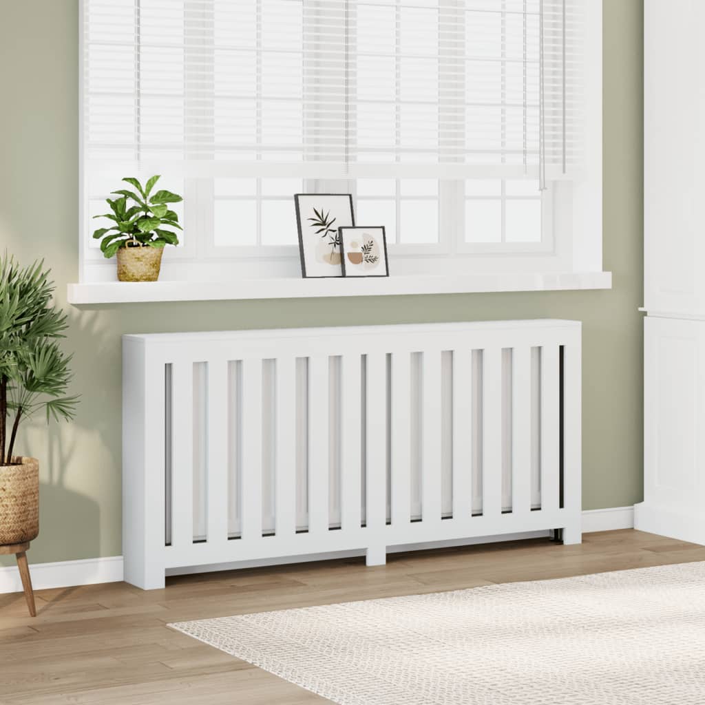 Vidaxl Cubierta Para Radiador, Blanca, 175X20X82Cm, Material Derivado De La Madera