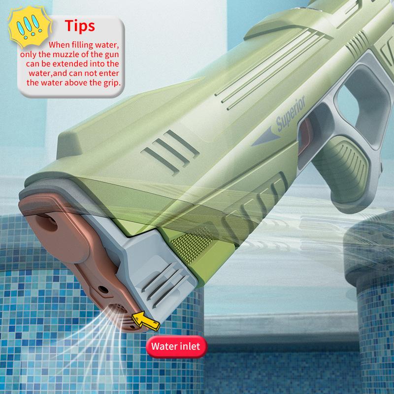 Children Electric Water Gun with Battery Level Display Automatic Water Absorption Squirt Guns Summer Outdoor Games Toys for Kids