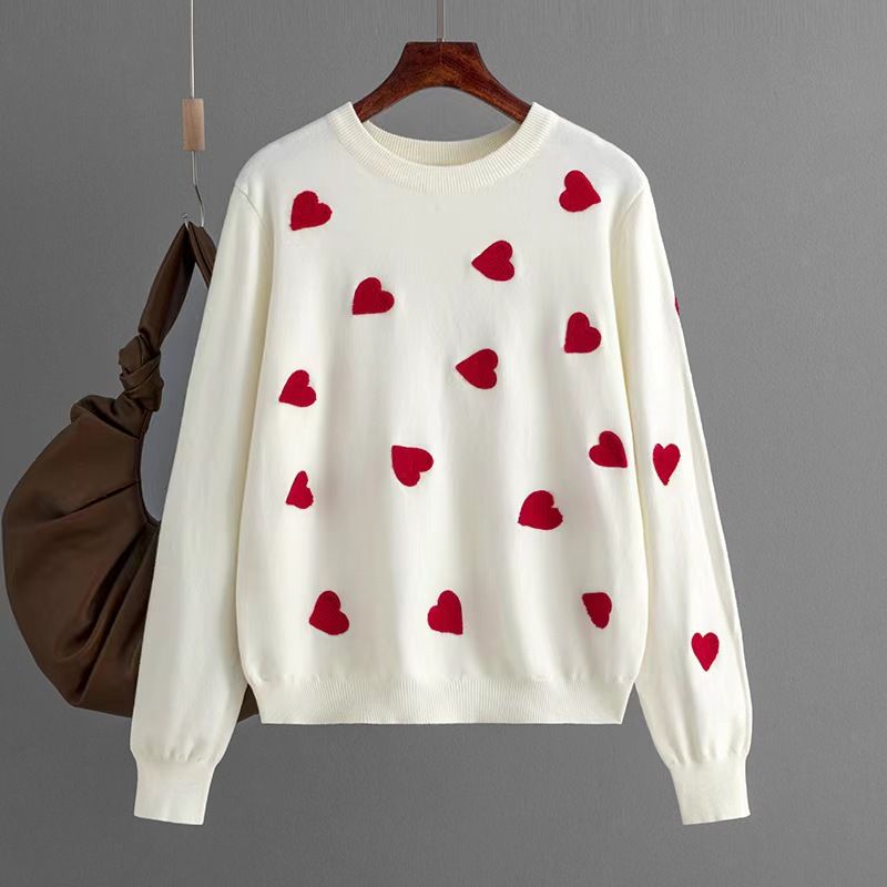 Western Style New Love Pullover Women's Knit Loose Sweater Loose Knit Love Sweater