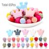 70Pcs Silicone Baby Teething Bead Set Daisy Hexagonal Shape Beads Food Grade for Newborn Diy Pacifier Chain Necklace Accessories