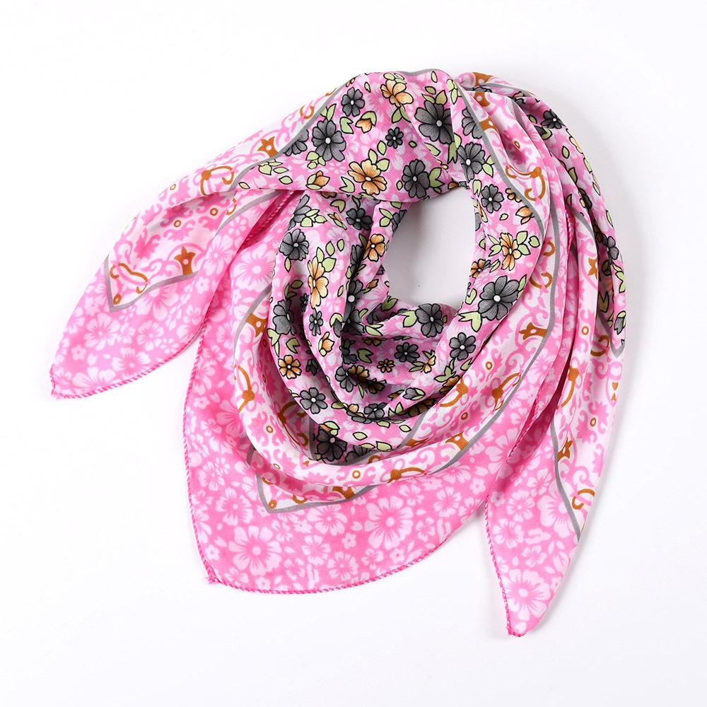 85*85Cm Pastoral Style Women Headband Scarf Luxury Floral Print Square Bandana Lady Handkerchief Ethnic Shawl Head Scarves