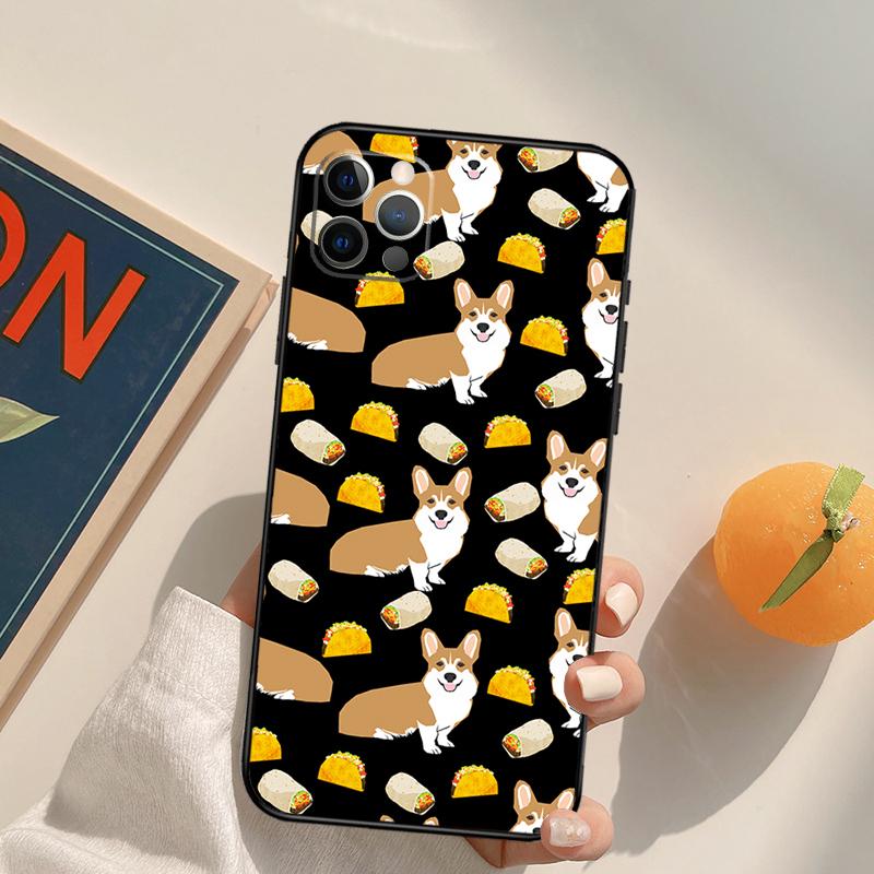 Cartoon Corgi Funda Case For iPhone 16 Pro Max 14 11 12 13 15 Pro Max Mini XR 16e 15 16 Plus Phone Cover