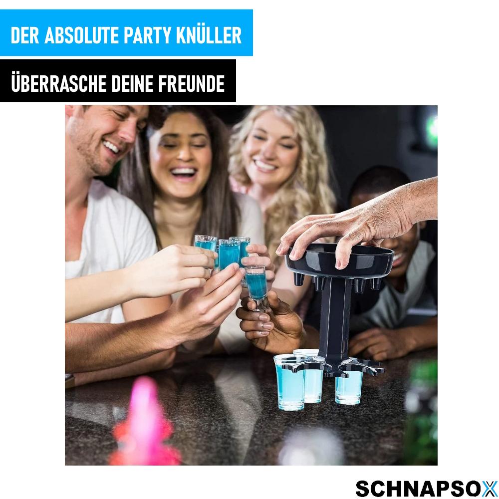 SCHNAPSOX 6 Schnapsglas Spender Halter Cocktail Shots Spender für Trinkspiele