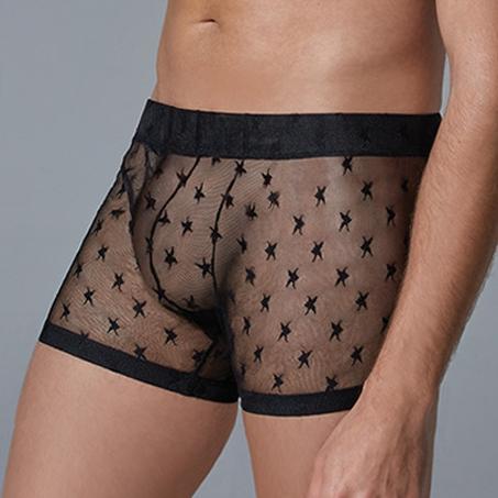 

Длинные тонкие боксеры Star Allure Черные S/M прозрачный