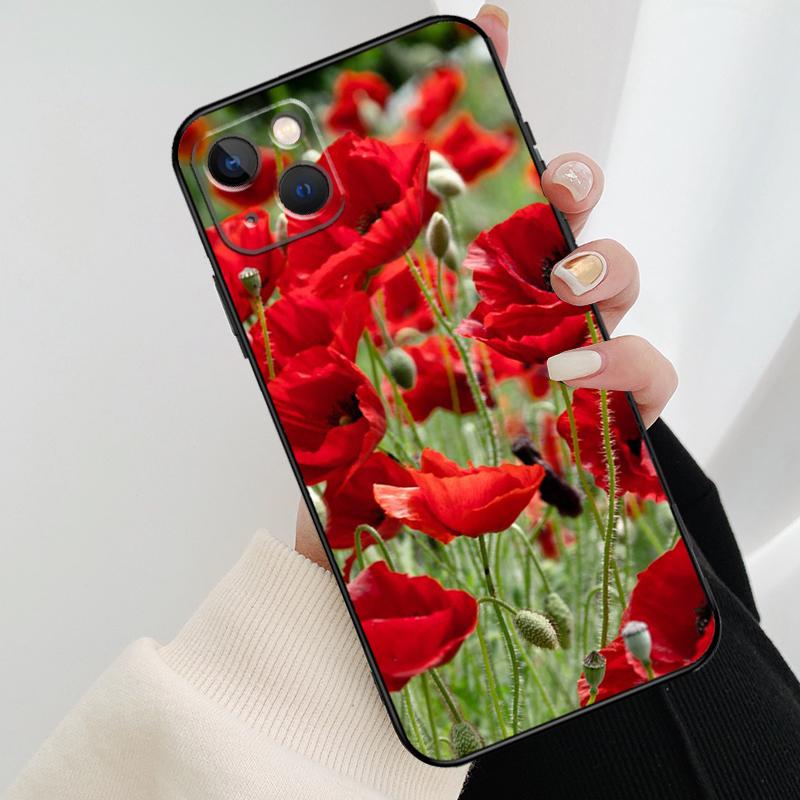 Red Corn Poppy Flower Phone Case For iPhone 17 Pro Max 16 15 14 11 12 13 Pro Max mini 15 16 Plus 16e 17 Air Cover