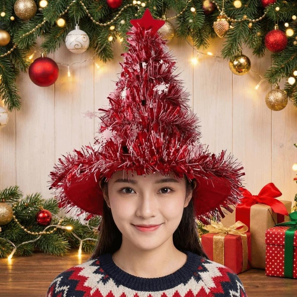 Non-woven Rain Silk Christmas Hat Snowflake Christmas Decor Christmas Tree Hat Party Supplies