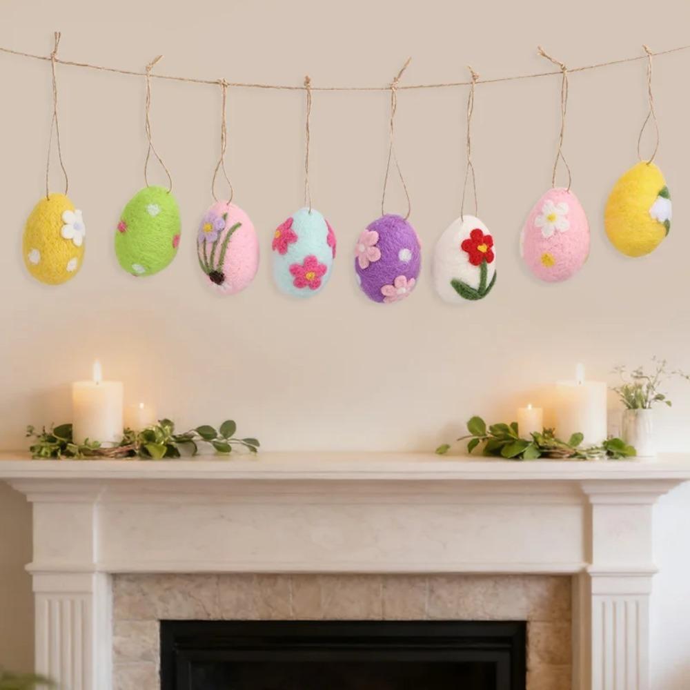 12dílný Velikonoční závěsný vajíčko s květinovým bodkovaným vzorem DIY Velikonoční vajíčkové ozdoby Dětský dárek