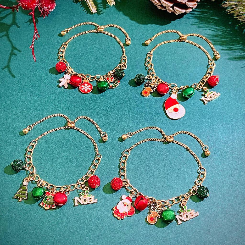 Christmas Women's Bracelet: European & American Creative Snowflake, Reindeer, Bell, Santa Claus Drawstring Design
