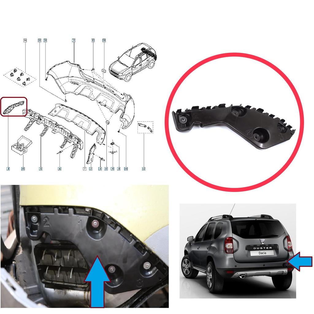 ESP1232-2 Rear Bumper Mount Holder Support Bracket Right for Renault Dacia Duster MK1 HS 2010-2017 622200010R