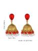 Bohemian Ethnic Gold Wind Chime Pendant Earrings with Rhinestone Accent