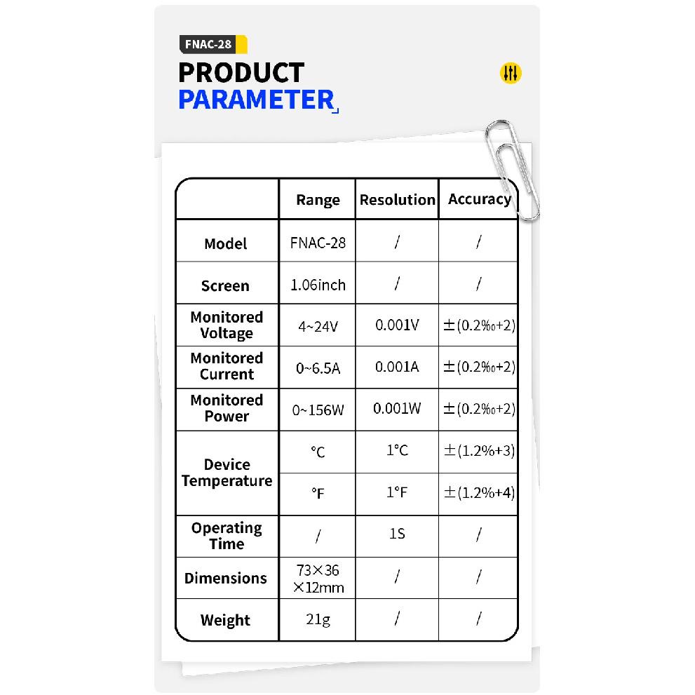 FNIRSI FNAC-28 2 IN 1 Type-C USB Tester Digital Voltmeter Ammeter Amperimetor Voltage Current Meter Power Bank Charger Measure
