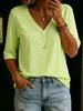 Top Donna Scollo a V Colore Unito Manica a Tre Quarti Ampio Estate 2026