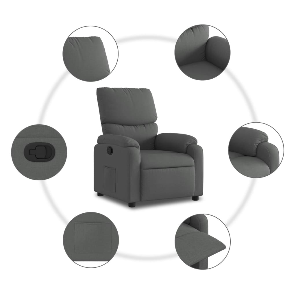 Vidaxl Foldable Armchair, Dark Grey, Fabric Upholstered