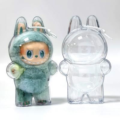 1PC Protective Acrylic Storage Case For Plush Dolls Display Bag for Labubu V3 No Doll Transparent Portable Cable Organizer Box