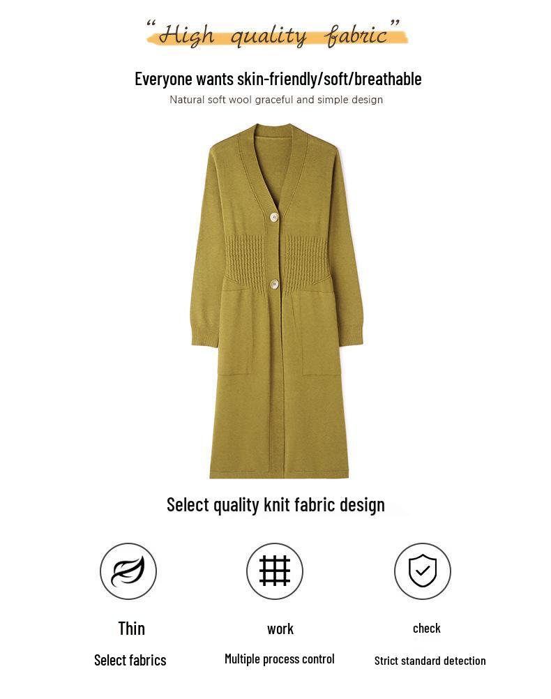 2024 Trendiger Overknee-Cardigan: Mittellanger, locker gestrickter Schal mit tailliertem Design