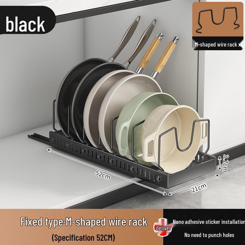 

Индивидуальный органайзер для кухонной посуды под раковину с выдвижной корзиной, держателем для крышек и полкой для разделочной доски.