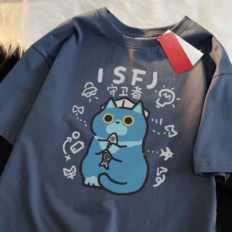 Rodinná trička Zábavné kočičí tričko Prodyšné Měkké Oversized Módní Cool Top Bavlna Street Rodinná trička 2025