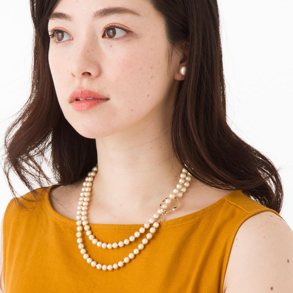 Baumwollperle Metallring Lang Schlicht Abschlussfeier Einschulung Inklusive Perle Hergestellt in Japan [R-days Daikanyama] & Halskette, Damen, Perle, Leicht, Halskette,