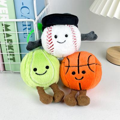 Cartoon Baseball Cap Basketball Pendant Plush Doll Fun Sports Baseball Keychain Tennis Doll Bag Pendant
