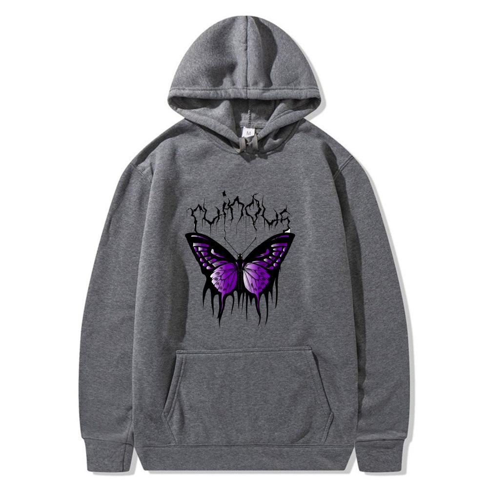 2025 Creative Butterfly Sweater Autumn and Winter Simple Long Sleeve Hooded Men's and Women's Couples Hoodie