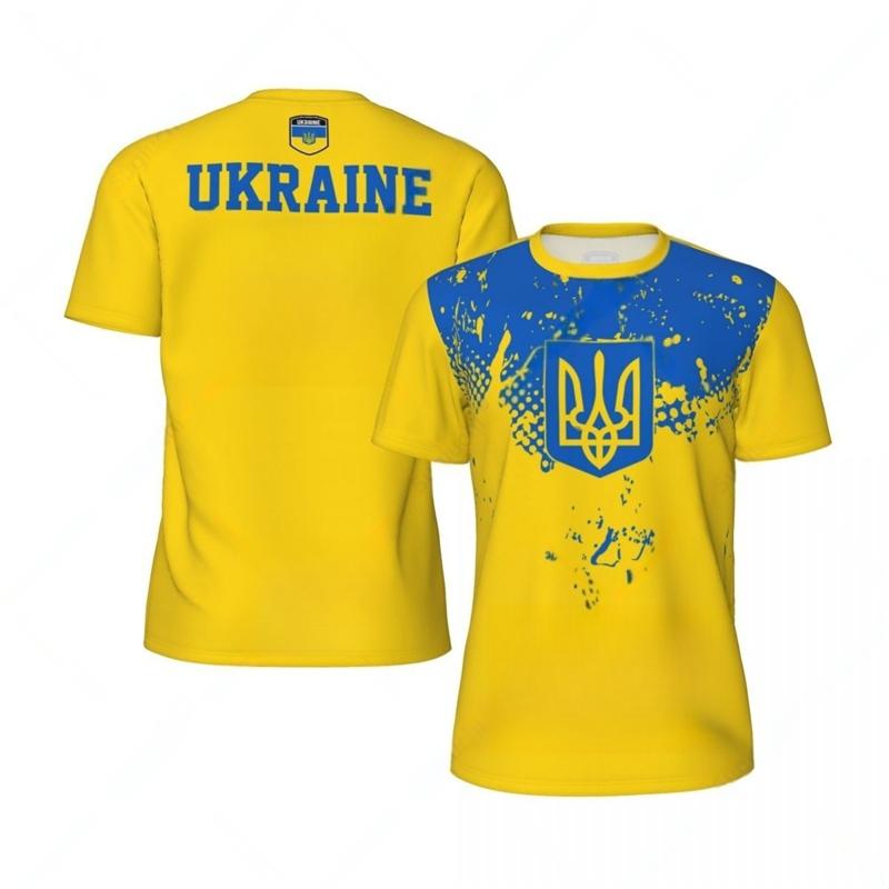 Ukrainian flag printed men s football T-shirt XXS жёлтый
