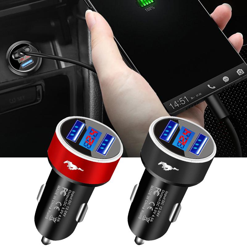 Car Charger 2 USB Ports Fast Charging Digital Display Car Chargers For Ford Focus Mondeo Kuga Fiesta MK7 Escort Explorer Edge 2 4 MK2 MK4