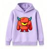Kids Boys Girls Cartoon One-Eyed Red Monster Print Pullover Hoodie, Soft Casual Long Sleeve Hooded Sweatshirt for Boys Girls Daily Wear Cosplay