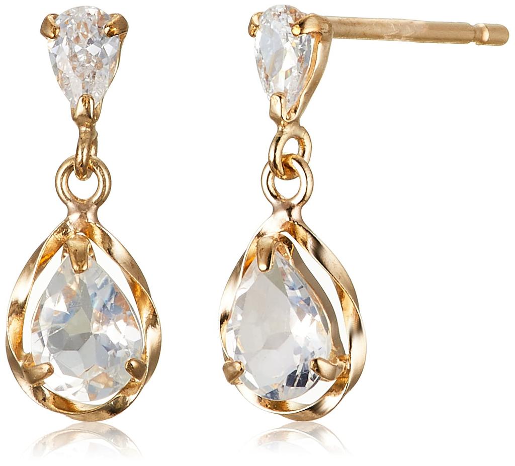 ESTELLE [Official] [Web Exclusive] Women's Earrings in 10K Yellow Gold with Labradorite Drop Motif (Product Code: 0222-8661-0019-0000)