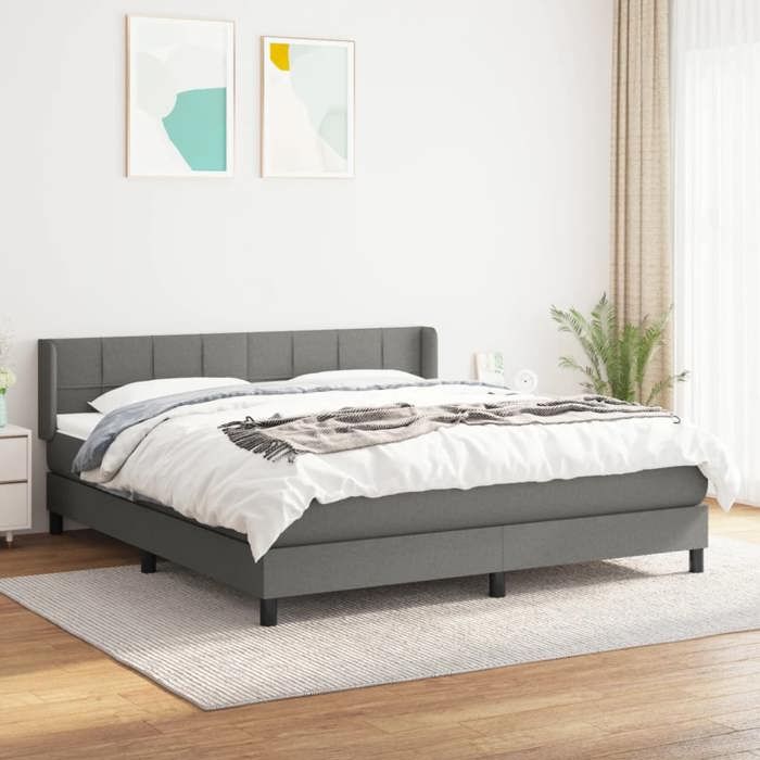 3129730 vidaXL Divan Bed with Mattress Dark Grey 180x200cm Fabric
