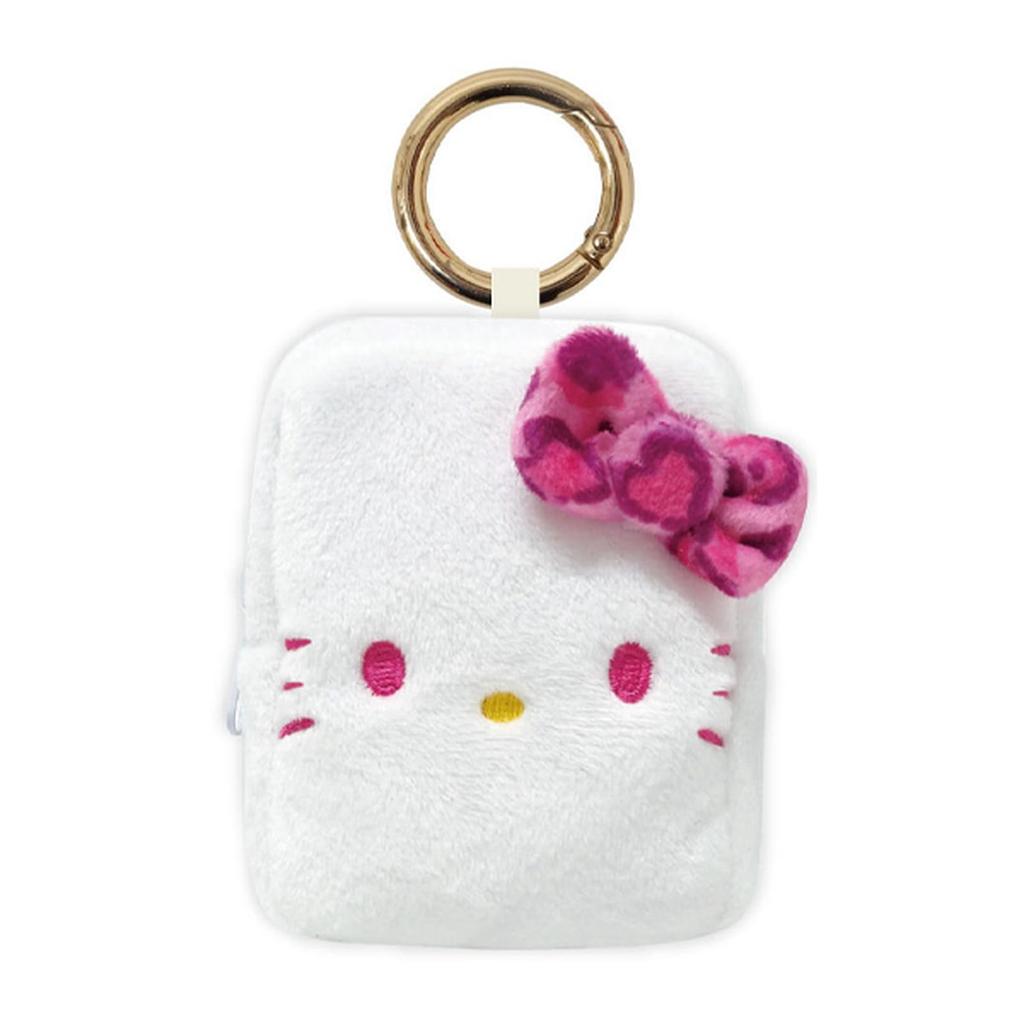 K Company Hello Kitty Print Mini Pouch with X X D5cm (Leopard Series) Carabiner, Pink, KTH-KP-PK, H9.5 W7.5
