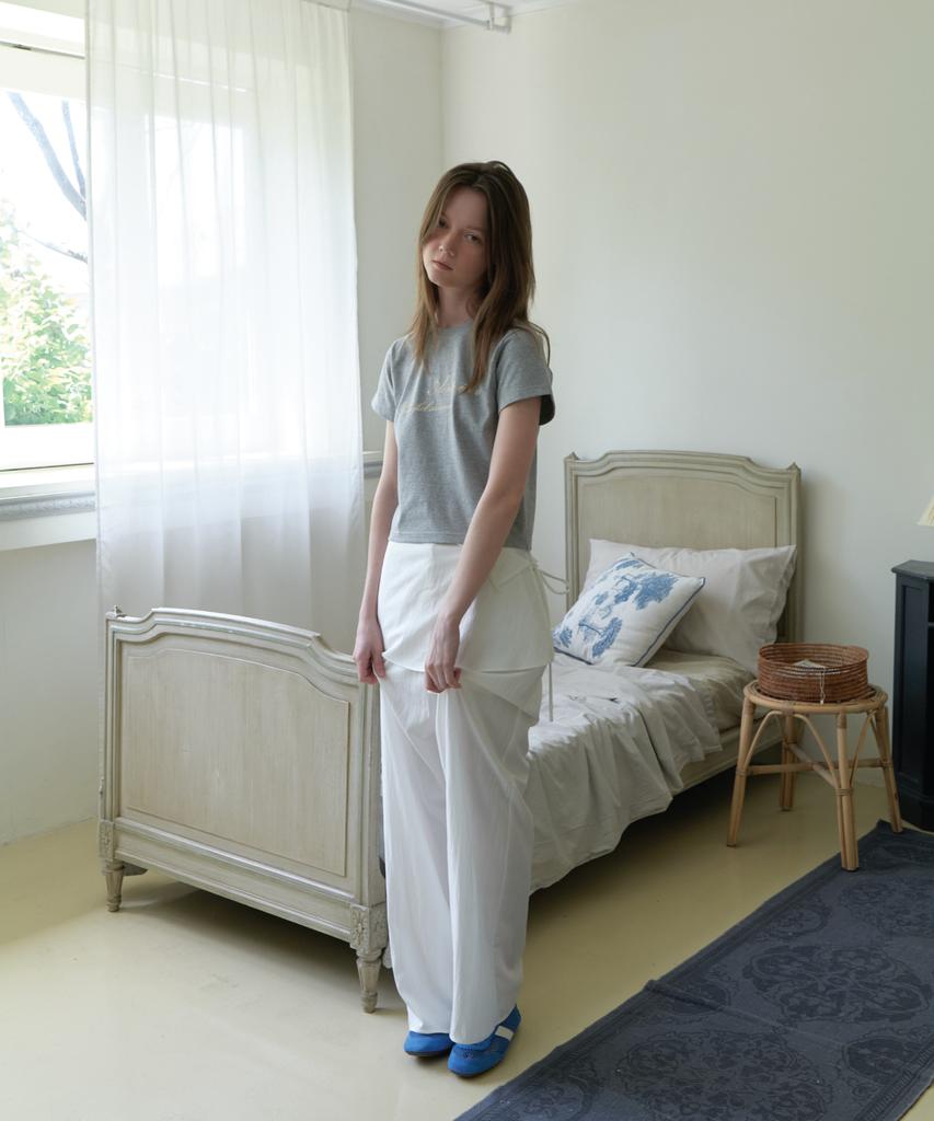Aente Sheer Wide Pants- Ivory