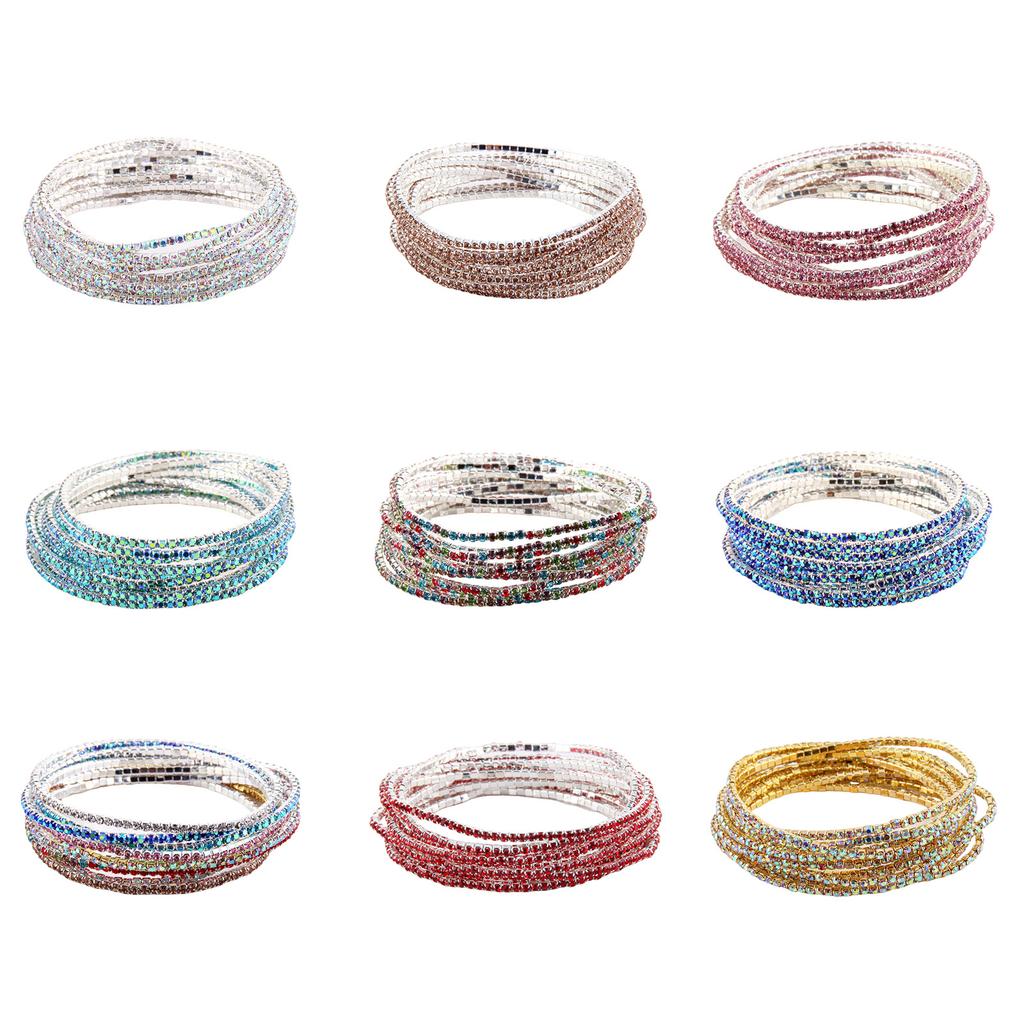 Fashionable Colorful Gemstones Bracelet Crystal Beaded Wristchain Elastic Rhinestones Handchain Accessory for Party