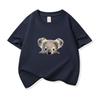 Bawełniany T-shirt dla dzieci Uroczy nadruk z wyłaniającym się koalą Okrągły dekolt Krótki rękaw Koszulka Casual Oddychająca Chłopcy Dziewczynki Letnie Topy