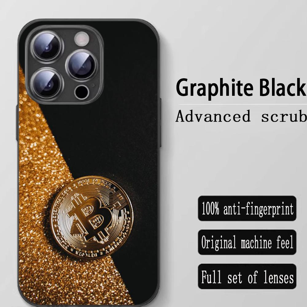 Stylish cool Bitcoin BTC Phone Case For iPhone 16 15 14 13 12 11 X XR XS 8 Plus Mini Pro Max Soft black Shockproof Cover